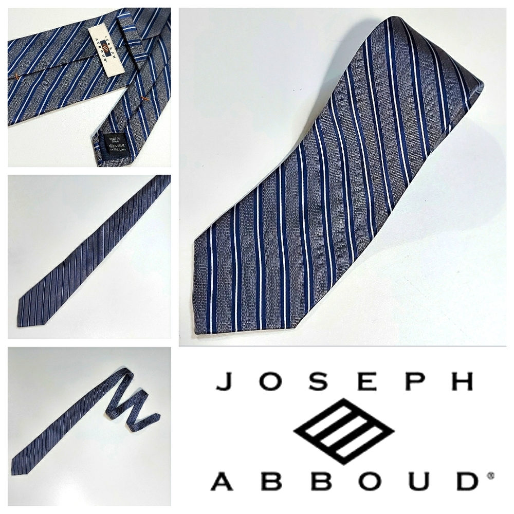 Joseph Abboud Angled Striped 100% Silk Neck Tie 👔